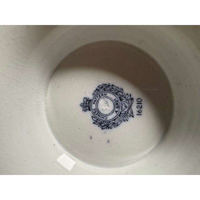 Ashworth Ironstone Early 18th Century Rare- Antique Ashworth Bros. "Chinese Pattern" Footed Bowl 9" For Sale - Image 4 of 6