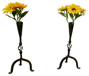 Gothic Candle Sticks in Wrought Iron, 1960, Set of 2