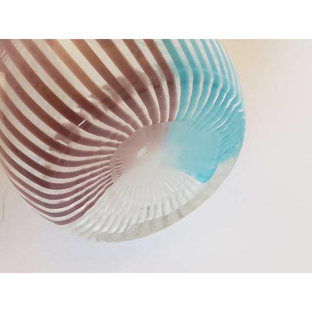 Mezza Filligrana Art Glass Vase Vintage Hand Blown 10.75in For Sale - Image 6 of 8