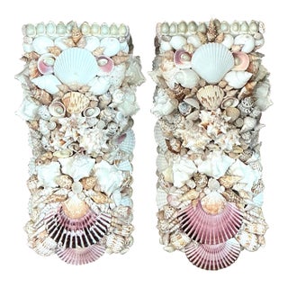 Vintage Shell Encrusted Wall Brackets - Pair For Sale