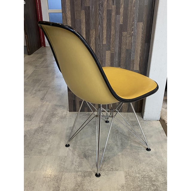 Yellow Vintage Yellow Vinyl-Covered Fiberglass Chair by Charles and Ray Eames for Herman Miller, 1950s For Sale - Image 8 of 18
