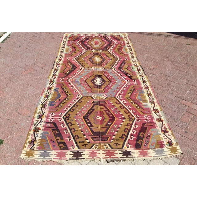 Vintage Rustic Turkish Kilim Runner - 58" X 127.5" For Sale - Image 10 of 10