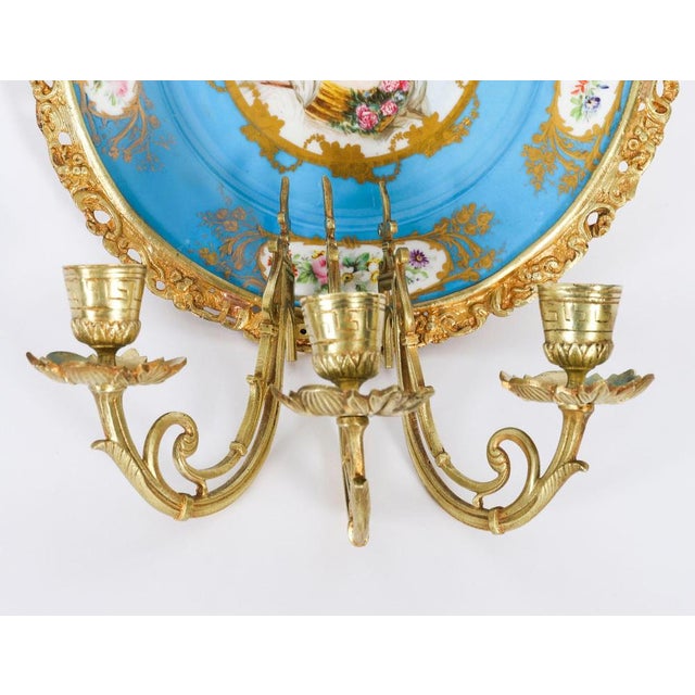 Antique Ormolu and Sevres Porcelain Portraits Wall Lights, 1800s, Set of 2 For Sale - Image 5 of 18