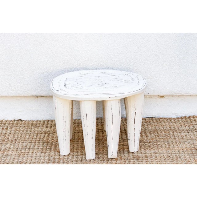 Tribal Artisanal White Carved Nupe Coffee Table For Sale - Image 3 of 8