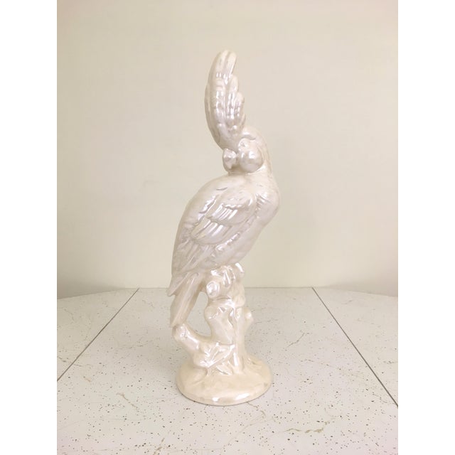 1950s White Ceramic Cockatoo Bird Sculpture For Sale - Image 6 of 9