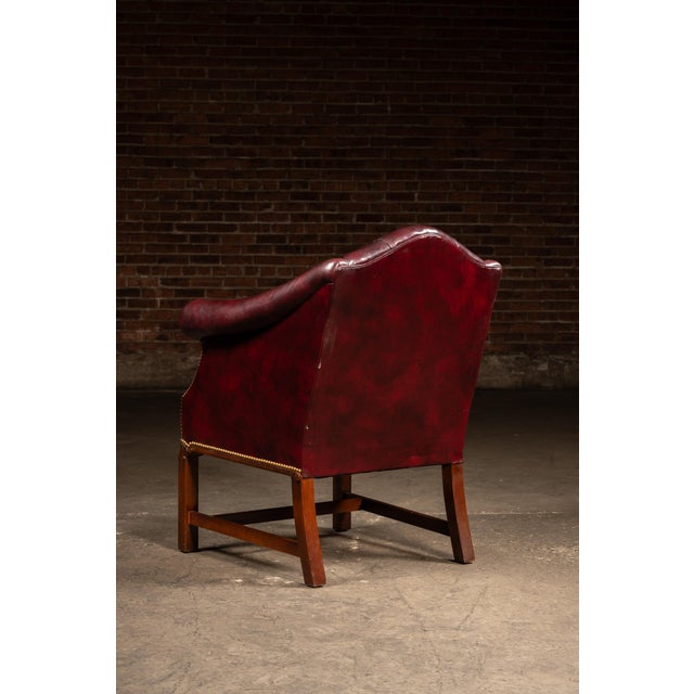 Animal Skin Vintage Burgundy Tufted Leather Chesterfield Club Chair For Sale - Image 7 of 18