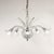 This tasteful mid-century modern Murano chandelier has five scroll arms, a bulbous center column with sprouting leaf...