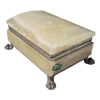 Italian Green Alabaster Domed Jewellery Box, 1950s For Sale