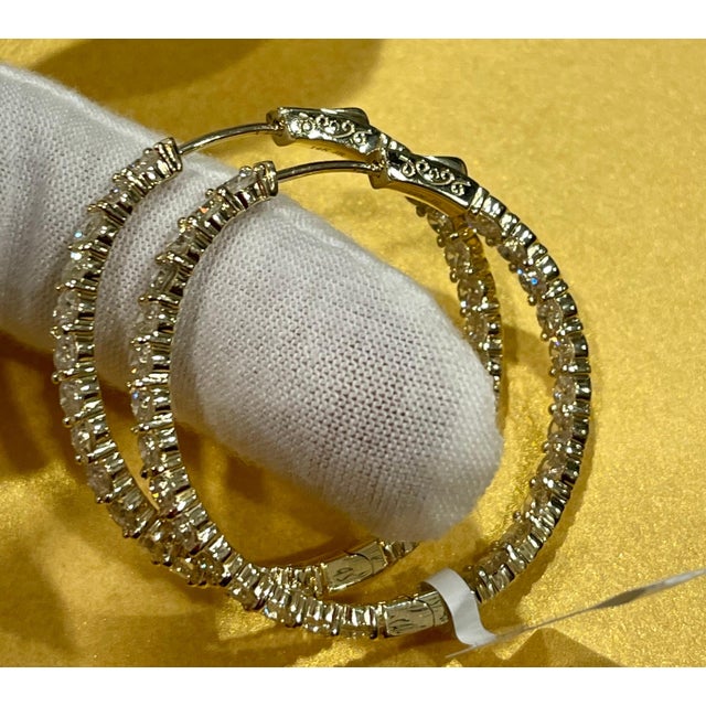 7.68 Carat Diamond Inside Out Hoop Gala Cocktail Earrings in 14 Karat White Gold For Sale - Image 10 of 18
