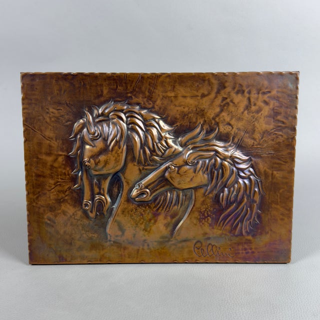 High Relief Painting of Horses in Embossed Copper by Studio Cellini For Sale - Image 9 of 13