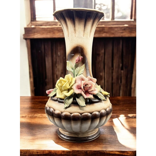 Vase with Roses by Capodimonte, 1950s For Sale - Image 3 of 18