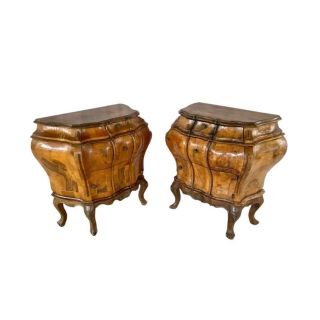 Italian Rococo Style Walnut Commodes, a Pair For Sale In Tampa - Image 6 of 8