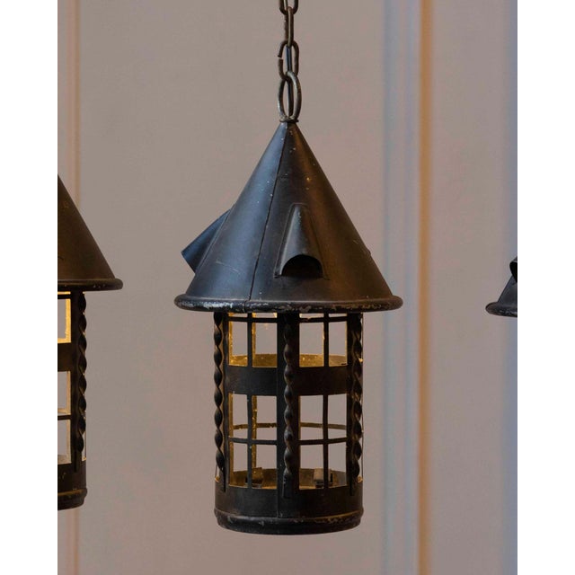 Black Early 20th-Century French Iron Lanterns - Set of Four For Sale - Image 8 of 12