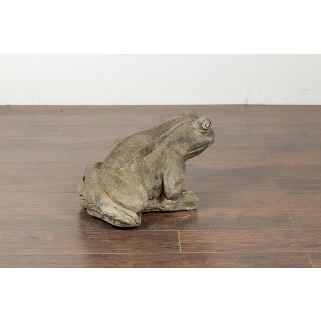 Late 20th Century American Giant Stone Frog with Patina, Originally Used as a Fountain For Sale - Image 9 of 11