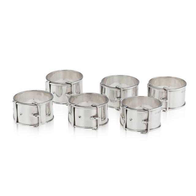 1930s Vintage English Silver Napkin Rings, 1933, Set of 6 For Sale - Image 5 of 5