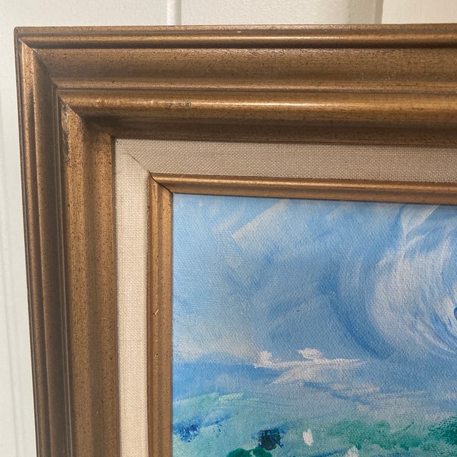 Capture the vibrant allure of the Mediterranean coast with this original, mid-century expressionist landscape oil...