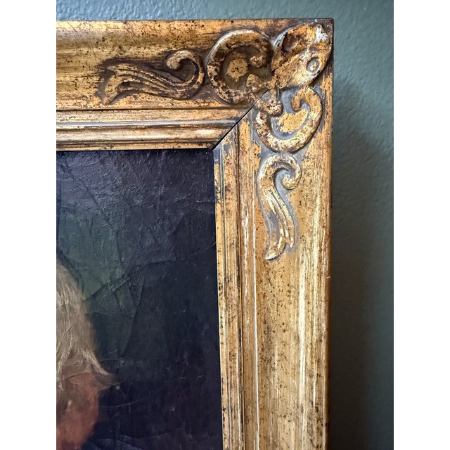 This 19th century Dutch painting features a male subject rendered in an oil on board medium. It has craquelure which is a...