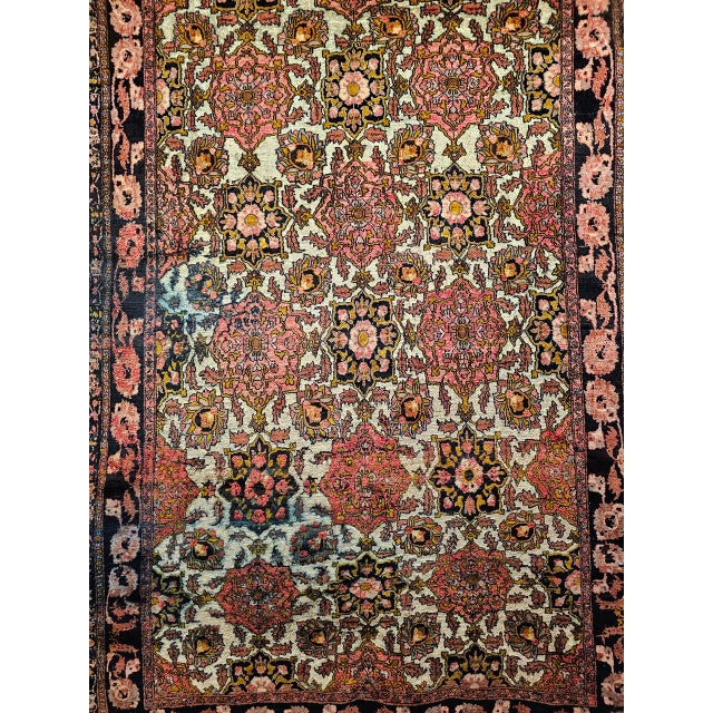 Brown Vintage Afghan Silk Room Size Rug in Allover Pattern in Ivory, Burgundy, Brown For Sale - Image 8 of 15