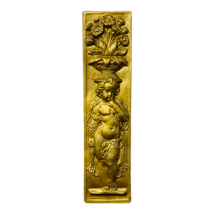 Vintage Gold Plaster Architectural Cherub Angel Wall Plaque