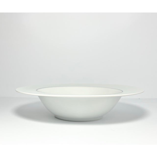 Contemporary Crate and Barrel “Epoch Blue Line” Ceramic White Dinnerware Serving Set - 4-Piece For Sale - Image 11 of 12