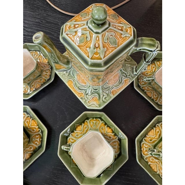 Japanese Service in Earthenware by Hippoliyte Boulenger for Choisy-Le-Roi, 1880, Set of 9. Jug, 9 saucers “one for the...