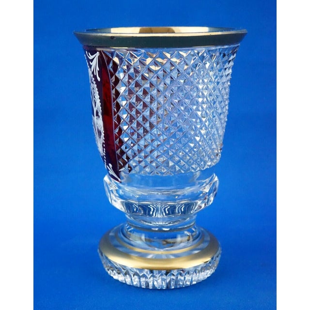 Cut Crystal Goblet Vase with Glass Paste Lady attributed to Val Saint Lambert, Belgium, 19th Century For Sale - Image 5 of 18