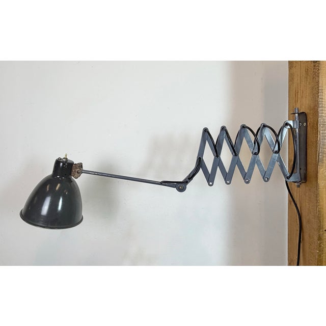Vintage Industrial Soviet Scissor Wall Lamp in Black, 1960s For Sale - Image 9 of 18