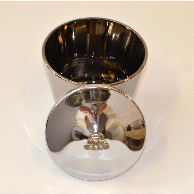 Art Deco Style Barware Steel Martini Ice Bucked Insulated Black Mirrored Glass with Brass Handle. Made in Europe in the...