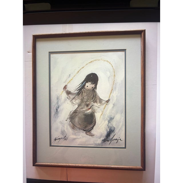 1970s Ted DeGrazia “Jump Rope” Signed Limited Edition Lithograph 1/11 Framed 18x22 For Sale - Image 6 of 6