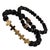 Asian Gold Cross Black Beaded Bracelet Set For Sale - Image 3 of 8