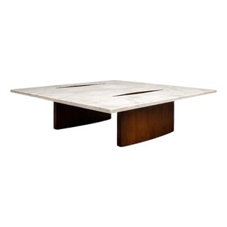 Limestone Coffee Table by Jorge Zalszupin, Rosewood & Marble, Brazil, 1959 - Lot 553A For Sale