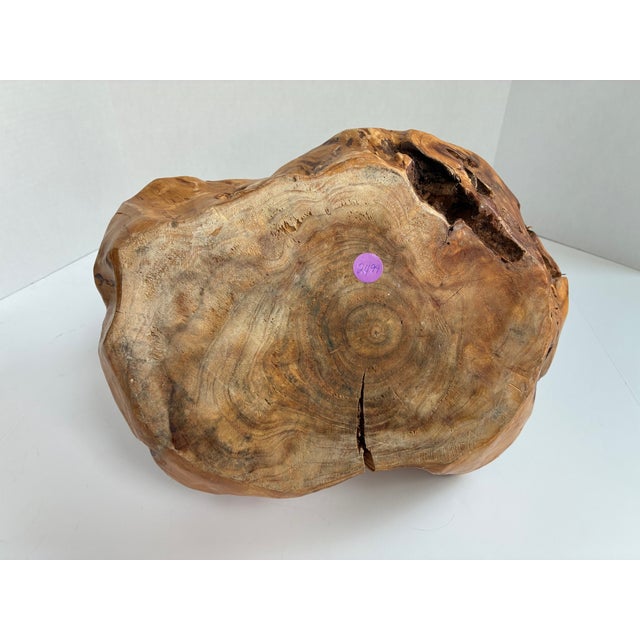 Vintage Hand-Carved Burl Wood Bowl – Large Organic Basket-Style Decorative Centerpiece For Sale - Image 10 of 11