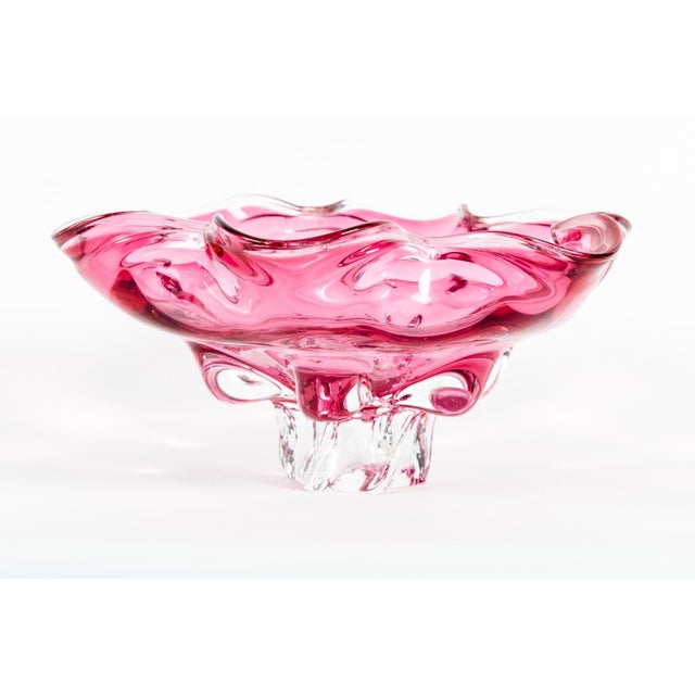 Glass Vintage Murano Glass Cranberry Center Piece For Sale - Image 7 of 7