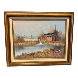Rustic Barn by a Pond by Rothman ? From a Studio in Woodstock New York For Sale