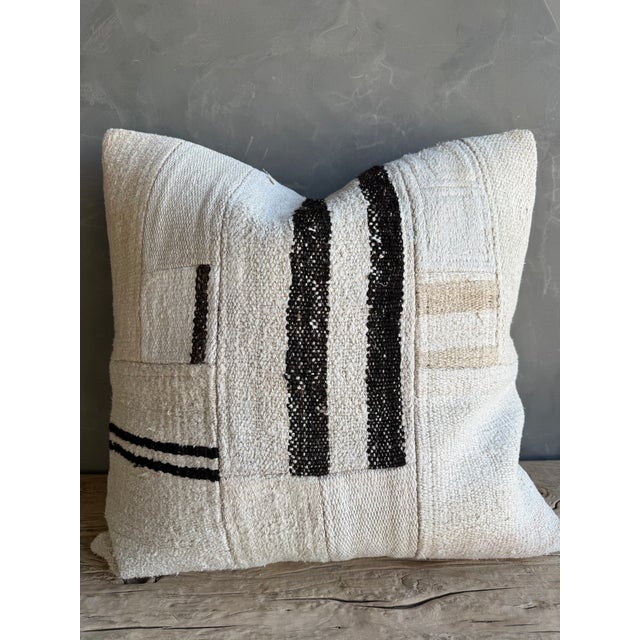 Size: 23" x 23" Crafted from authentic vintage Turkish hemp rugs, each pillow is a one-of-a-kind statement piece rich in...