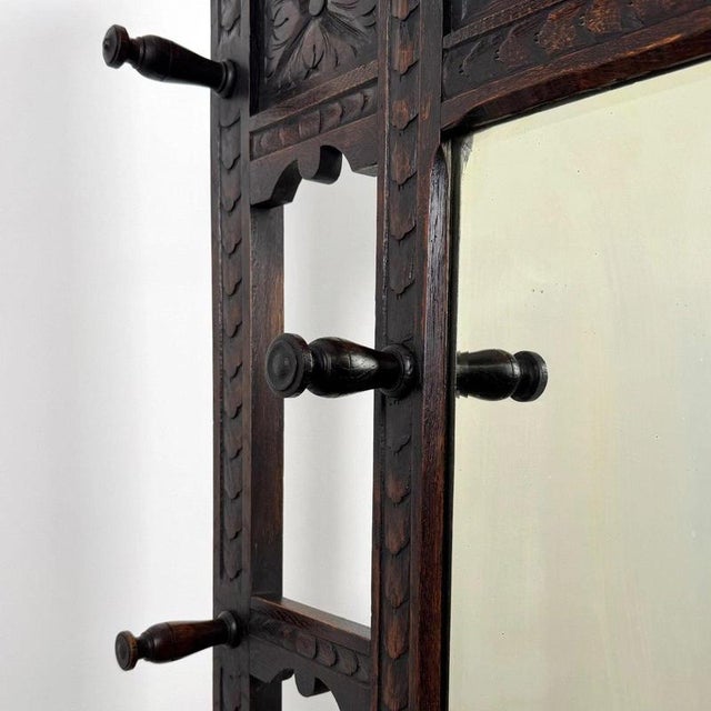 Antique English Carved Oak Green Man Hall Stand For Sale - Image 12 of 13