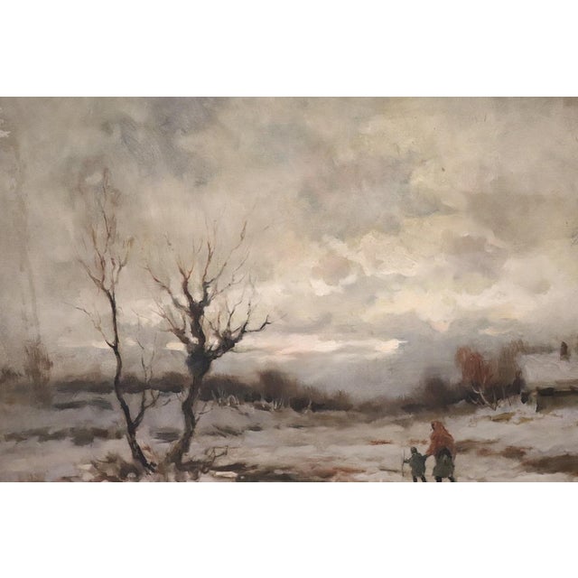 Winter Landscape, Oil Painting on Canvas, Early 20th Century, Framed For Sale - Image 9 of 15