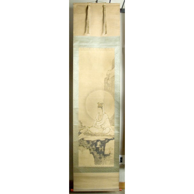 Wood Early 20th Century Japanese Mountain Throne Kannon Scroll For Sale - Image 7 of 7