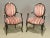 Textile Black Lacquer English or French Style Arm Chairs With Stripped Fabric - a Pair For Sale - Image 7 of 7