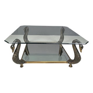 Brass Swan Coffee Table, 1970s For Sale