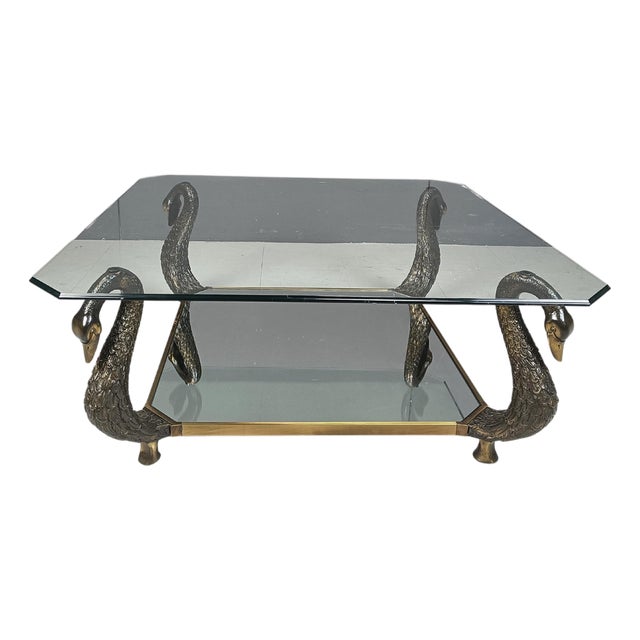 Brass Swan Coffee Table, 1970s For Sale