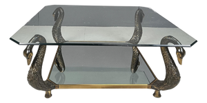 Brass Swan Coffee Table, 1970s