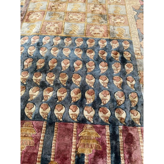 Vintage Chinese Art Deco Silk Rug, 1990s For Sale - Image 11 of 18