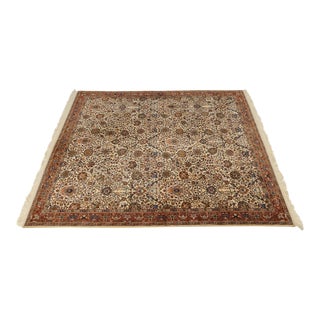 1970s Creme & Rust Approx. 8x10 Oriental Wool Room Size Rug For Sale