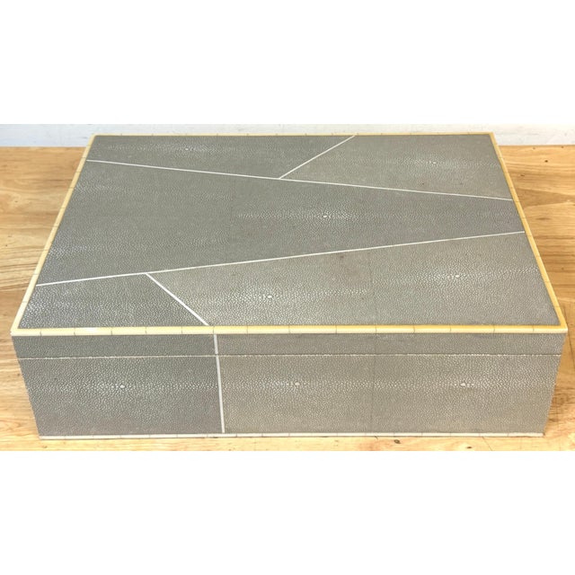 Monumental Geometric Faux Shagreen and Faux Ivory Decorative Box A substantial and highly architectural modern decorative...