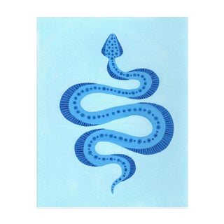 Blueberry the Snake by Willa Heart in White Framed Paper, XS Art Print For Sale