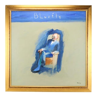 David Fleming "Bluefly" Original Acrylic Framed Painting Signed For Sale