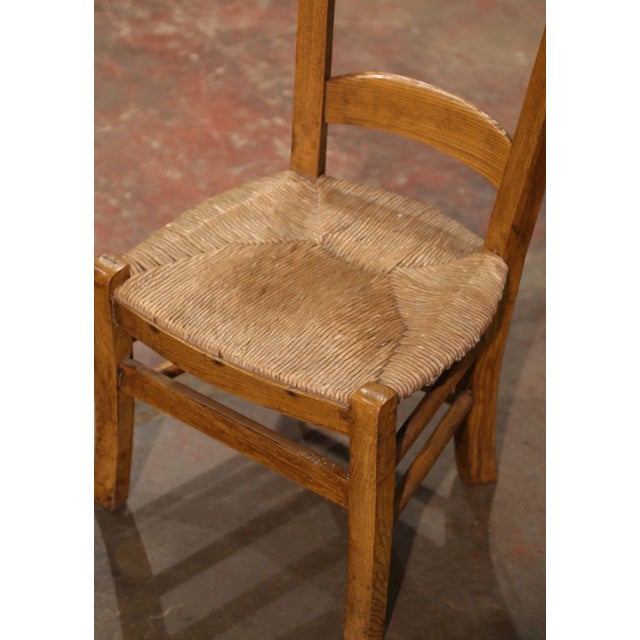 French Country 19th Century Country French Beech Wood and Rush Prayer Chair From Normandy For Sale - Image 3 of 7