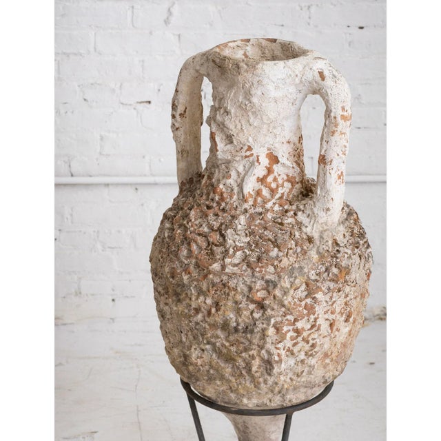 Early 20th Century Antique Italian Earthenware Vessel on Iron Stand For Sale - Image 5 of 12