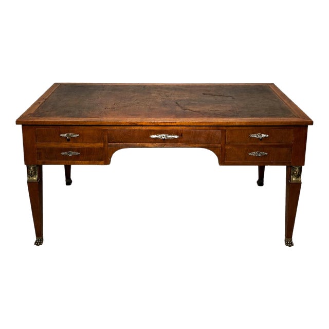 Empire French Executive Desk with Leather Top For Sale